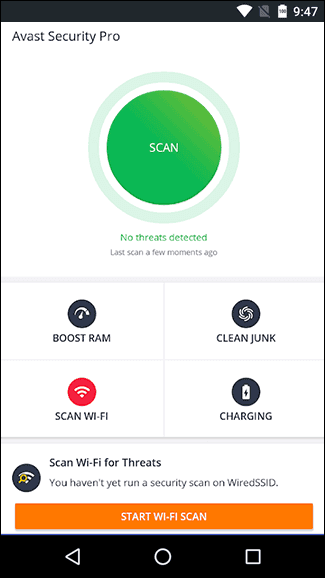 Avast is the best app to find spyware on Android