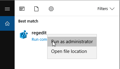 Running Regedit as an Administrator