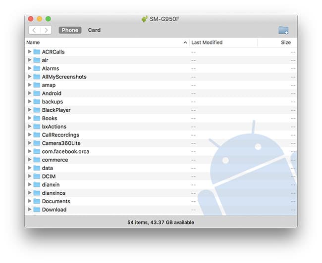 Android file transfer tool for Mac OS