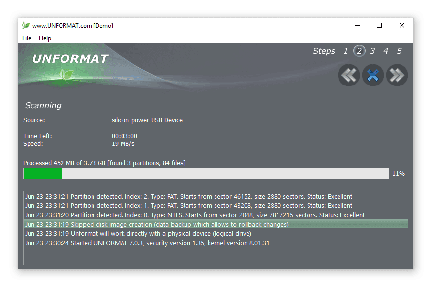 memory stick recovery via Unformat app