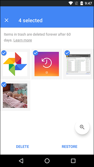 search google photos for deleted photos