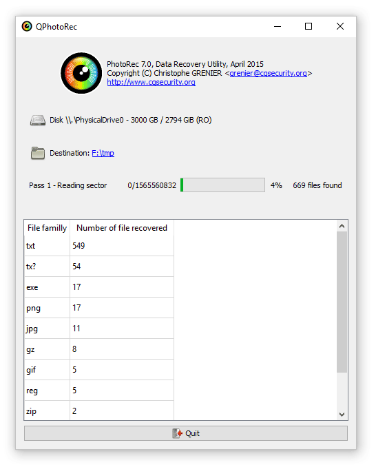 photorec software