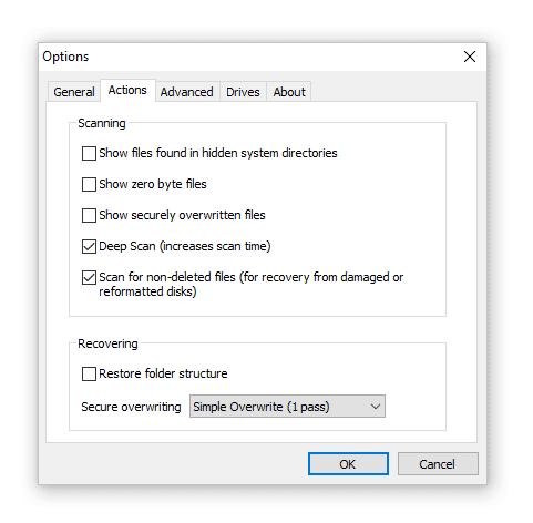 Recuva 'deep scan' option