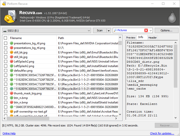 recuva piriform restore deleted files