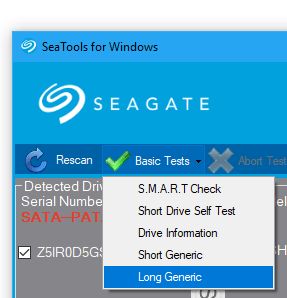 seagate seatools invalid opcode