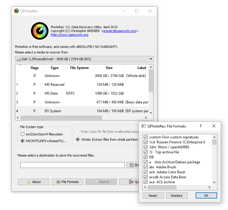 testdisk undelete files