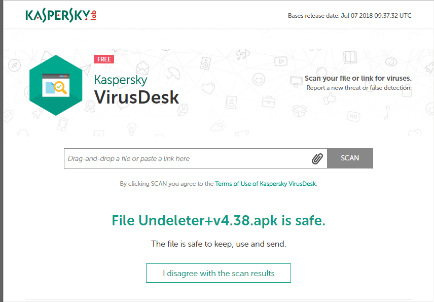 Virusdesk - online scanner from Kaspersky